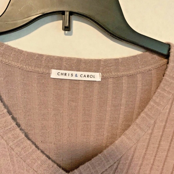 Chris & Carol Womens Sz S Veck Wool Poly Blend Long Sleeve Knit Shirt Top Purple - Picture 2 of 3